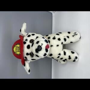 Veg. Shalom Toy Co 14” Dalmatian Plush Fire Dog w/Red Fire Hat and Collar EUC*